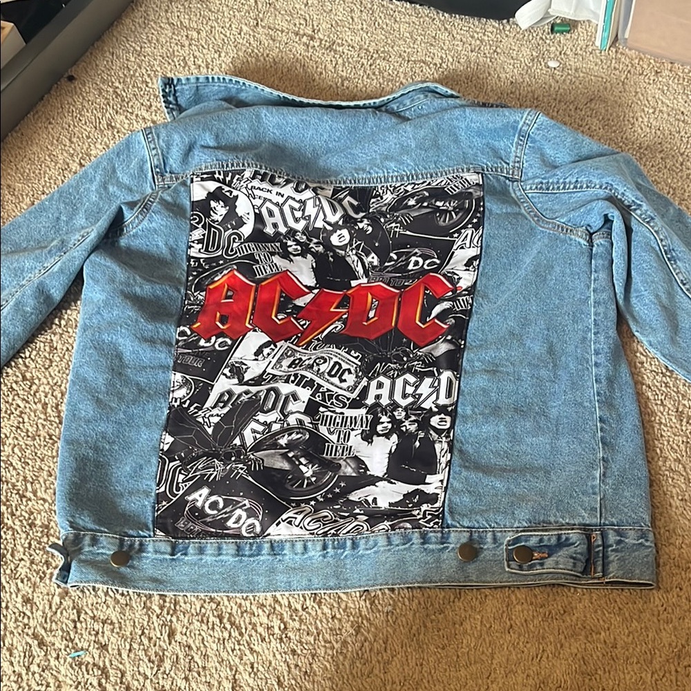 AC/DC Blue Denim Jacket with Red Graphic